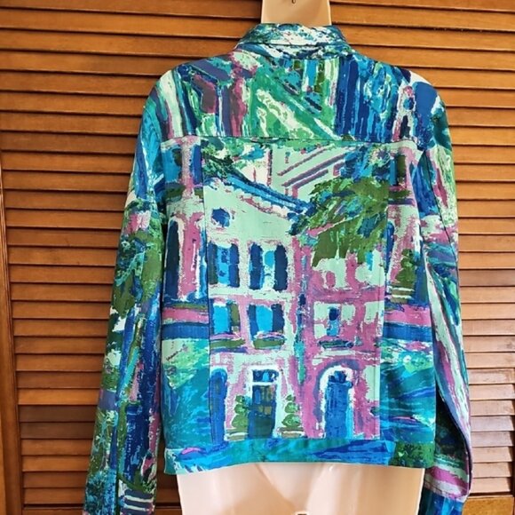 Orientique Naturally Australian Colorful Abstract Print Jacket Cotton stretch - Picture 12 of 13